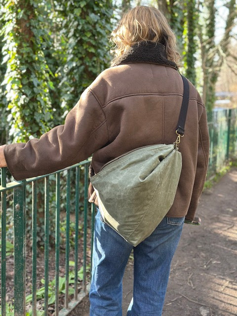 Duffel Bag Moss Green Waxed Cotton